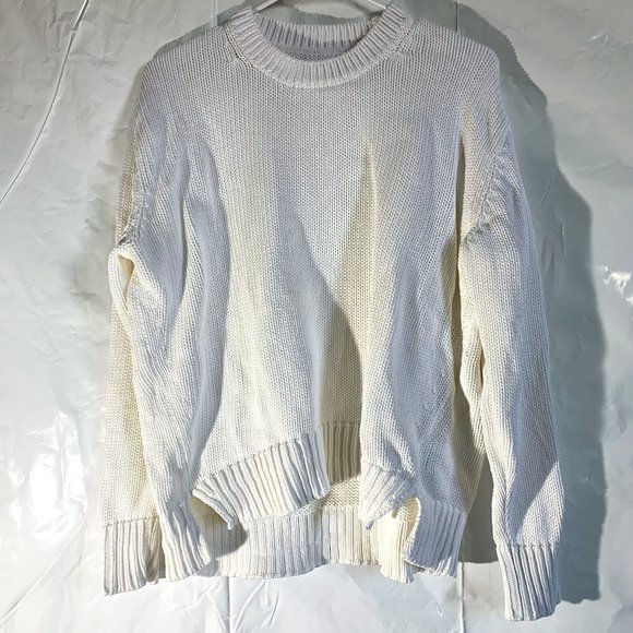 Daily Ritual Crew Long Sleeve Sweater Side Slits - Picture 1 of 9